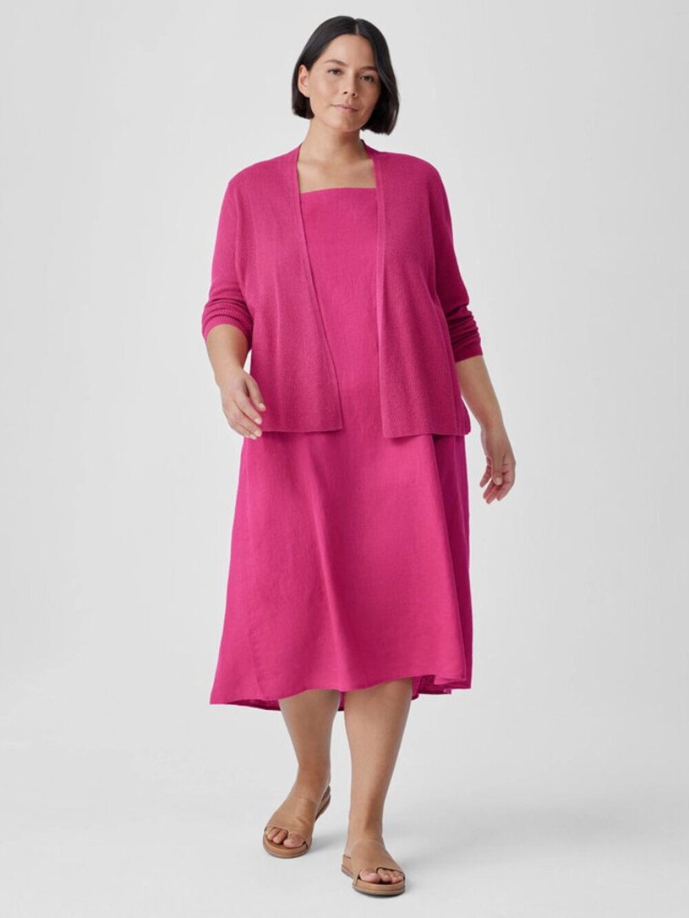 NWT Eileen Fisher Fuchsia Organic Linen /Cotton Cardigan